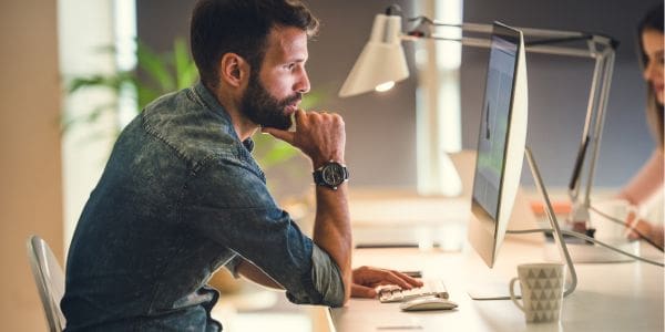 Person hyperfocused on working on computer
