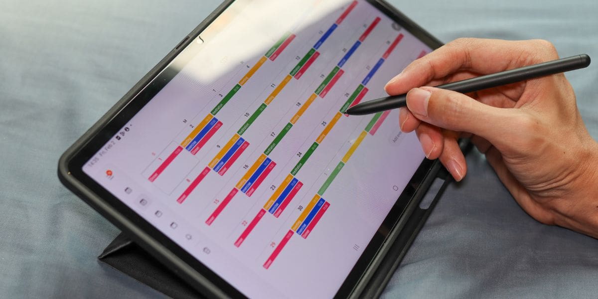 Time blocking on a digital planner