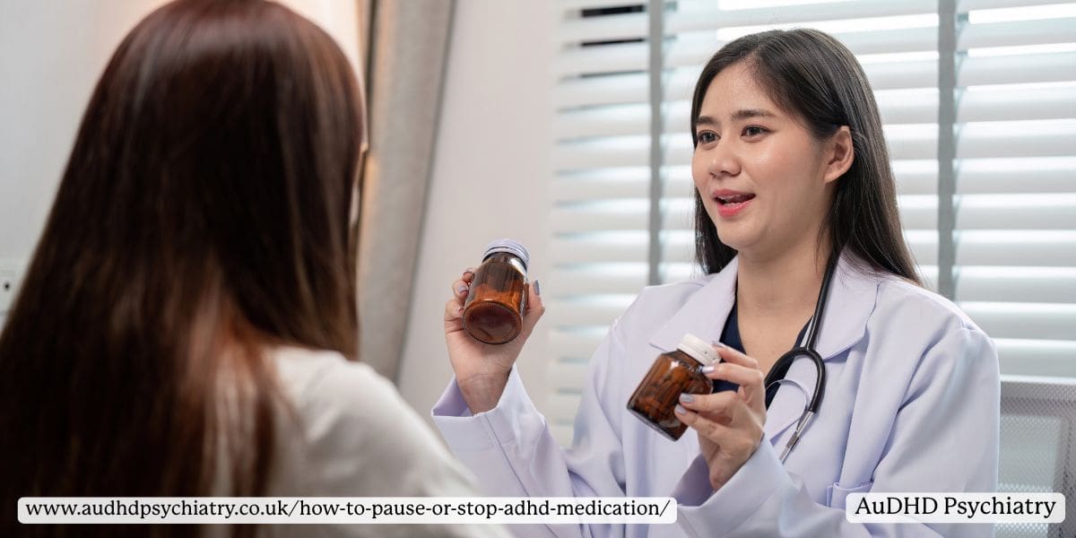 Female clinician explaining ADHD medication alternatives like non-stimulants to patient